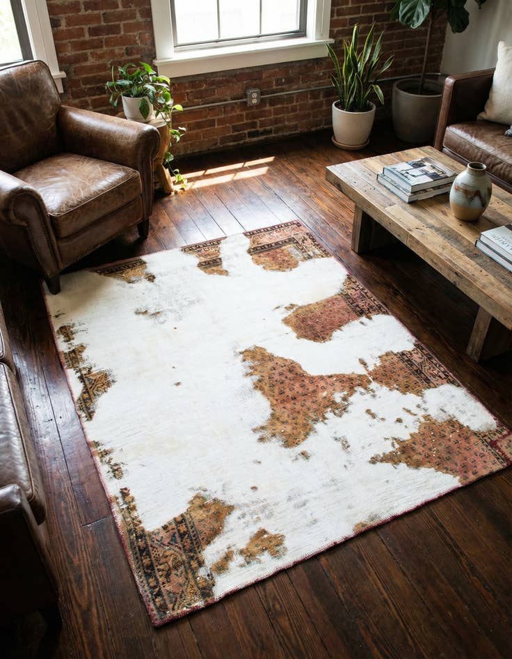 Detail image of 4' 2 x 5' 2 Hand Knotted Ultra Vintage Persian Wool Square Rug