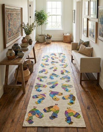 2' 8 x 9' 4 Hand Woven Kilim Suzani Wool Runner Rug