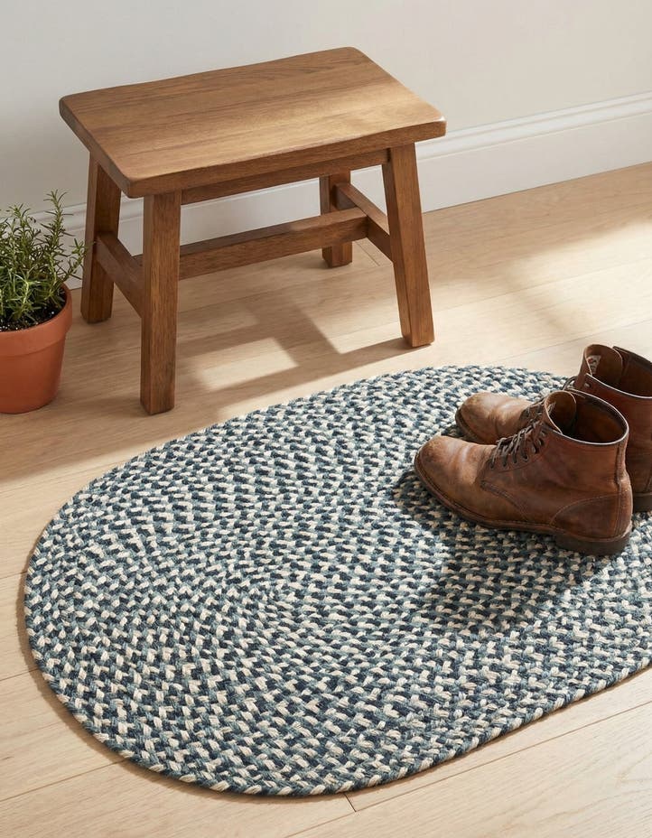 2' x 3' 1 Handmade Tweed Braided Jute Oval...
