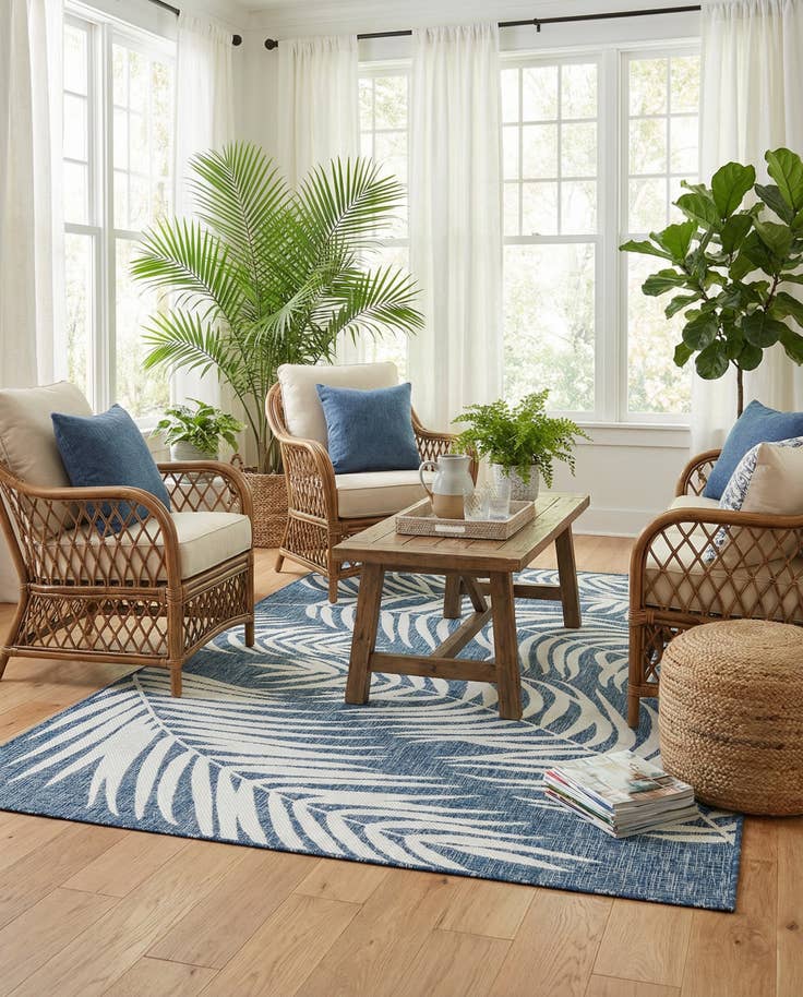 Detail image of 5' 3 x 8' Easy-Clean Botanical Indoor / Outdoor Rug