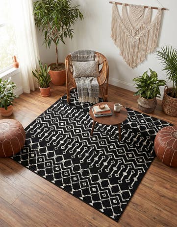 Black Kasbah Trellis Square Rug