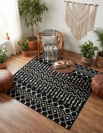 Black Kasbah Trellis Square Rug