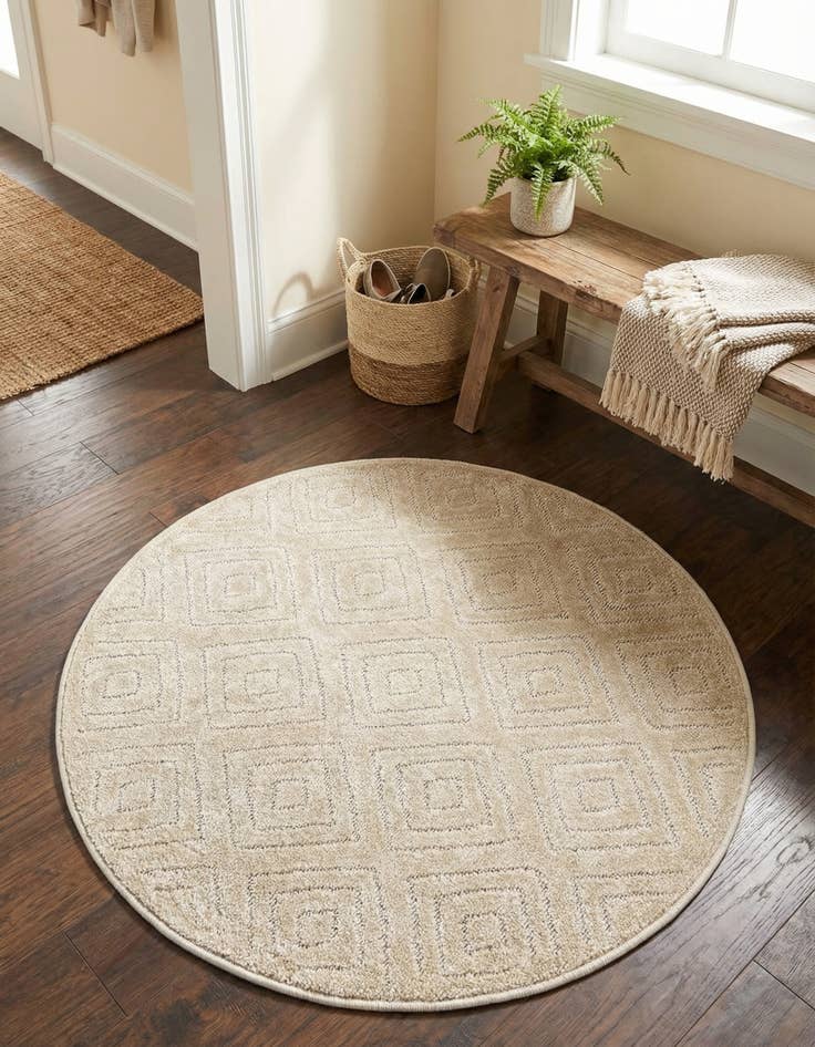 Detail image of 3' x 3' Washable Sabrina Soto Indoor / Outdoor Round Rug