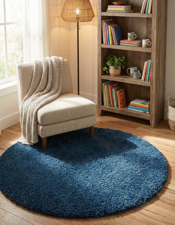 Detail image of 5' 3 x 5' 3 Solid Shag Round Rug