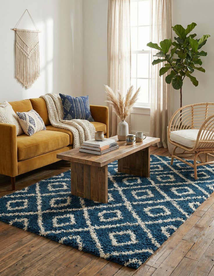 Detail image of 5' 3 x 8' Trellis Shag Rug