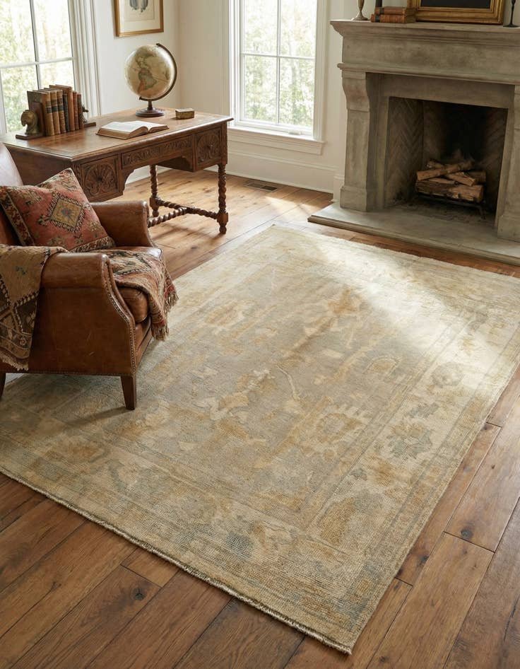 Detail image of 5' 3 x 6' 8 Hand Knotted Oushak Wool Rug