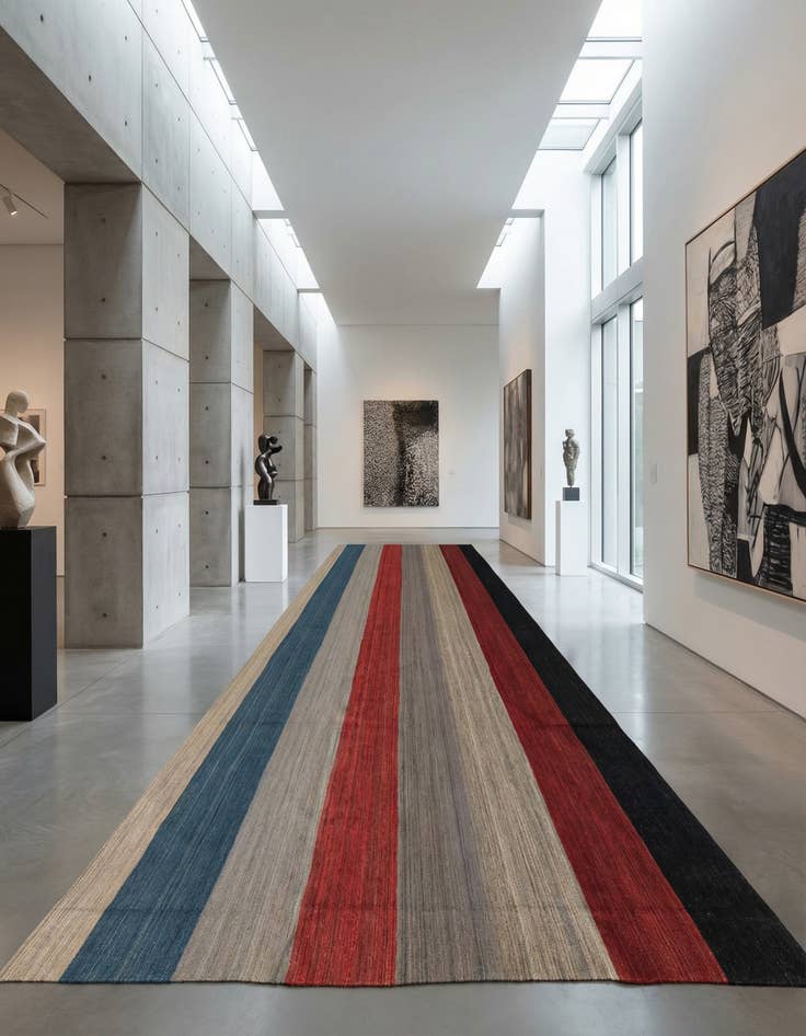 Detail image of 6' x 12' 6 Hand Woven Kilim Modern Wool Runner Rug