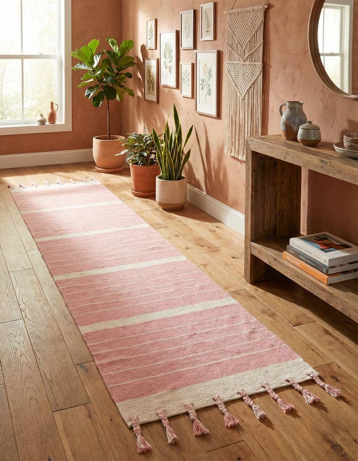 Detail image of 2' 7 x 12' Hand Woven Chindi Cotton Runner Rug