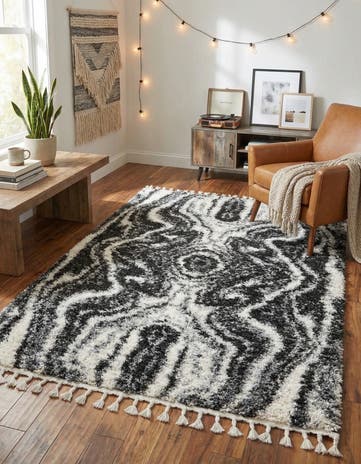 Black and White Athena Shag Rug