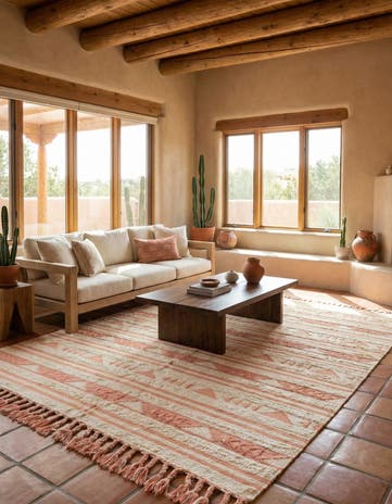 Baby Pink Hand Woven Arizona Wool Rug