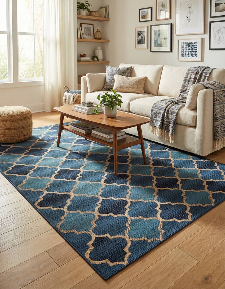 Detail image of 5' 3 x 8' Washable Lattice Indoor / Outdoor Rug