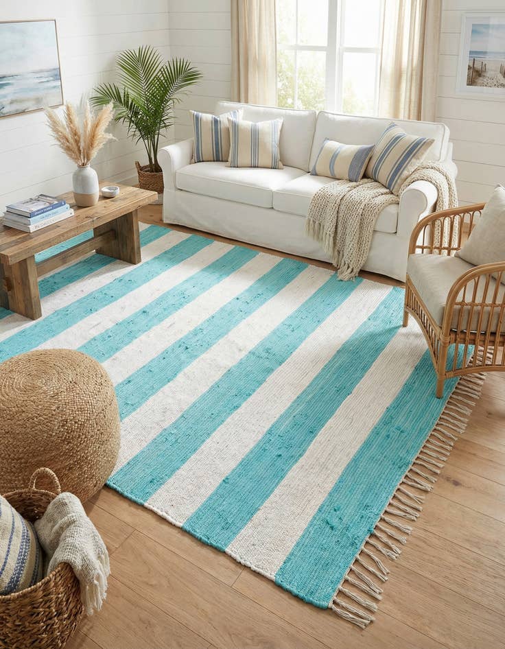 Detail image of 6' 1 x 9'  Hand Woven Chindi Rag Rug