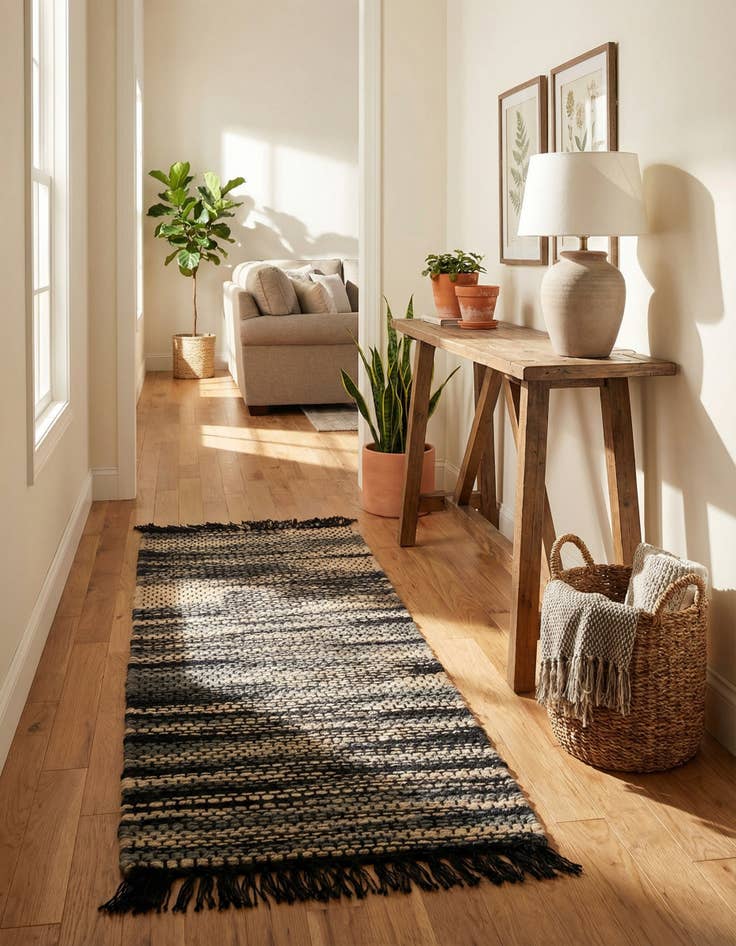 Detail image of 2' x 6' 1  Hand Woven Chunky Jute Runner Rug