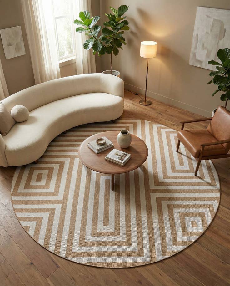 Detail image of 12' x 12' Easy-Clean Modern Indoor / Outdoor Round Rug