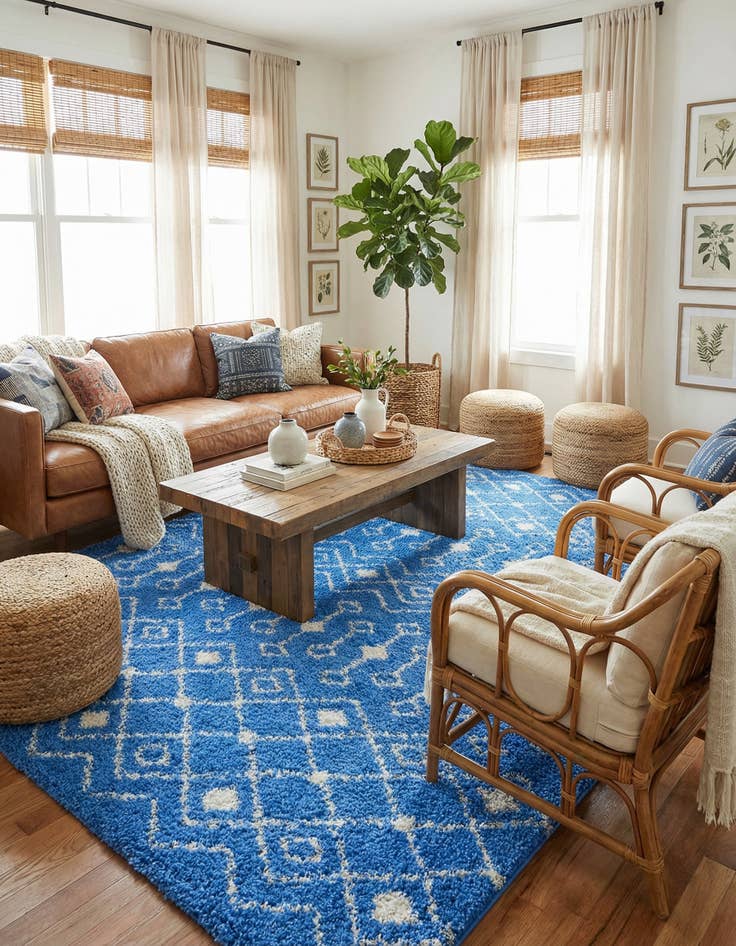 Detail image of 9' x 12' Moroccan Trellis Shag Rug