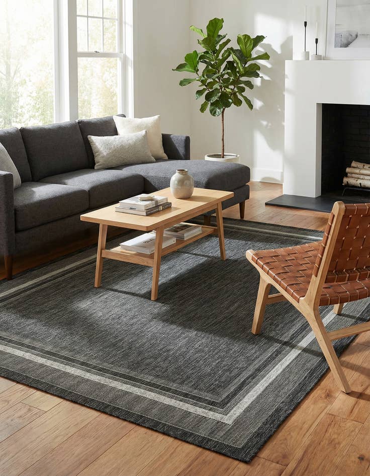 Detail image of  7' 10 x 10'  Washable Border Indoor / Outdoor Rug