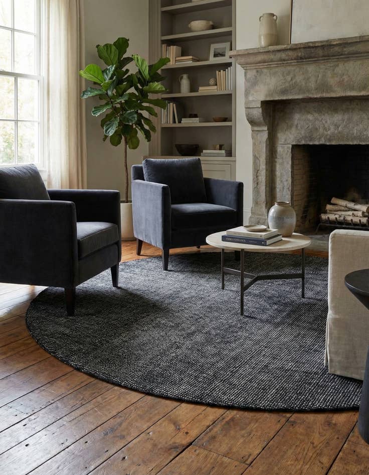 Detail image of 6' 11 x 6' 11  Hand Woven Jill Zarin English Manor Farmhouse Wool Round Rug