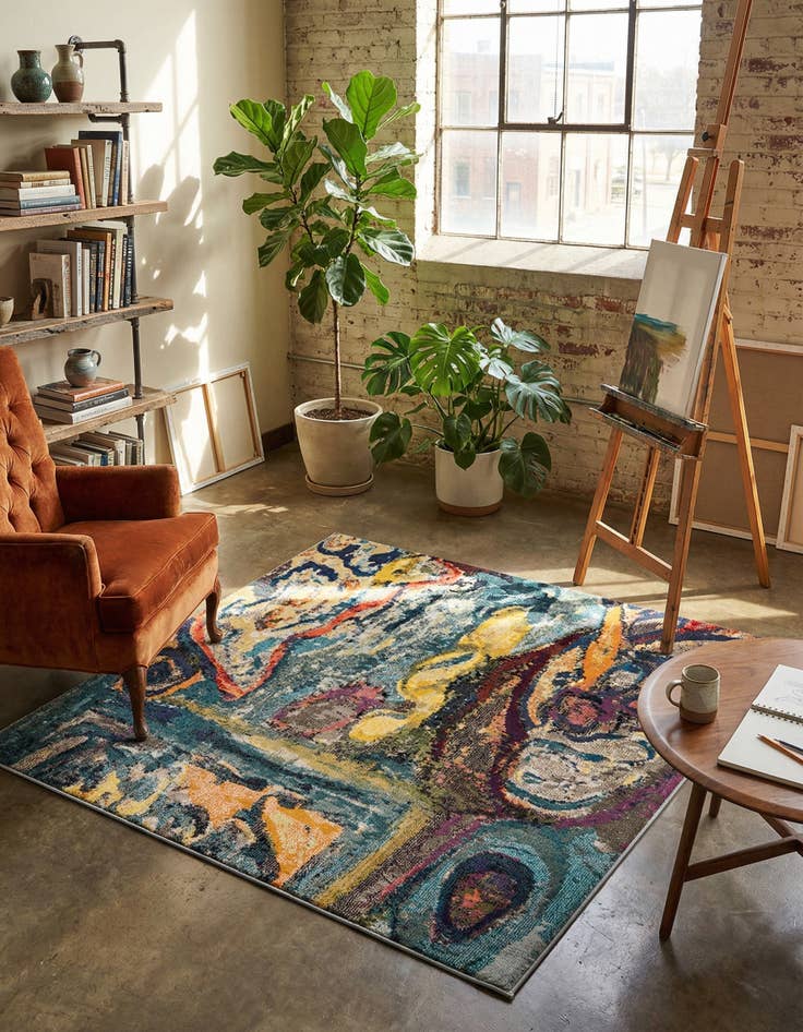 Detail image of 5' 3 x 5' 3  Washable Haerfest Square Rug