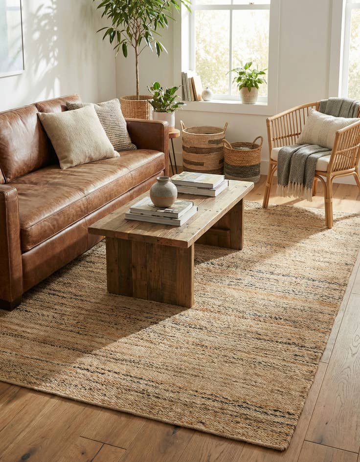 Detail image of 4' 1 x 6' 1 Hand Woven Palm Beach Jute Rug