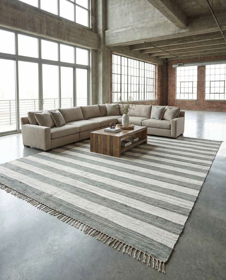 370cm x 490cm Handgewebt Chindi Rag Teppich
