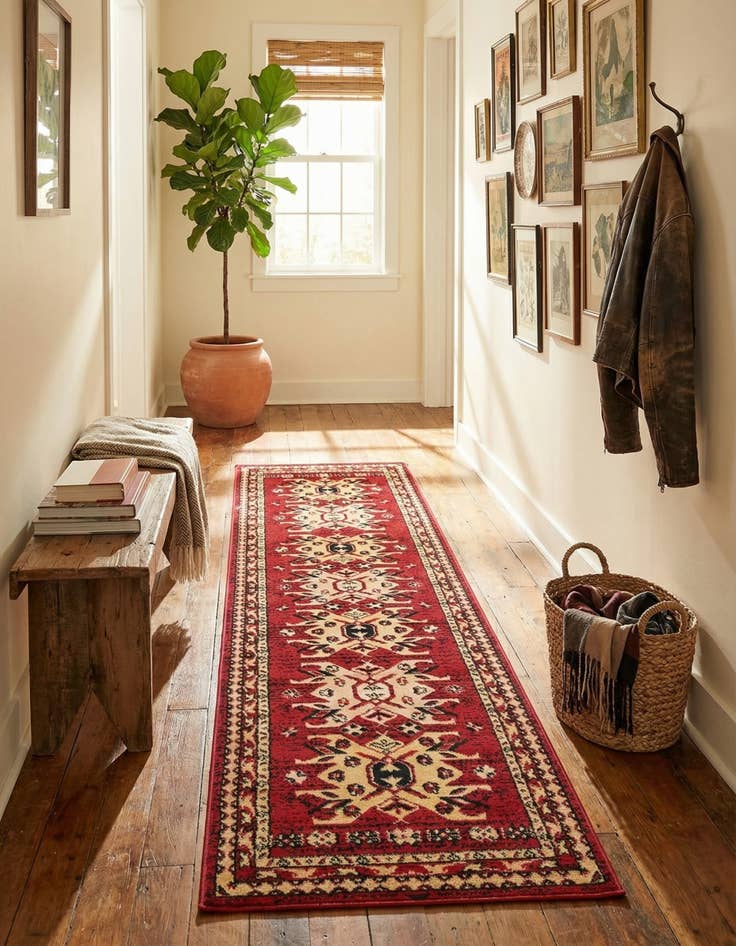 Detail image of 2' x 8' 2 Heriz Design Runner Rug