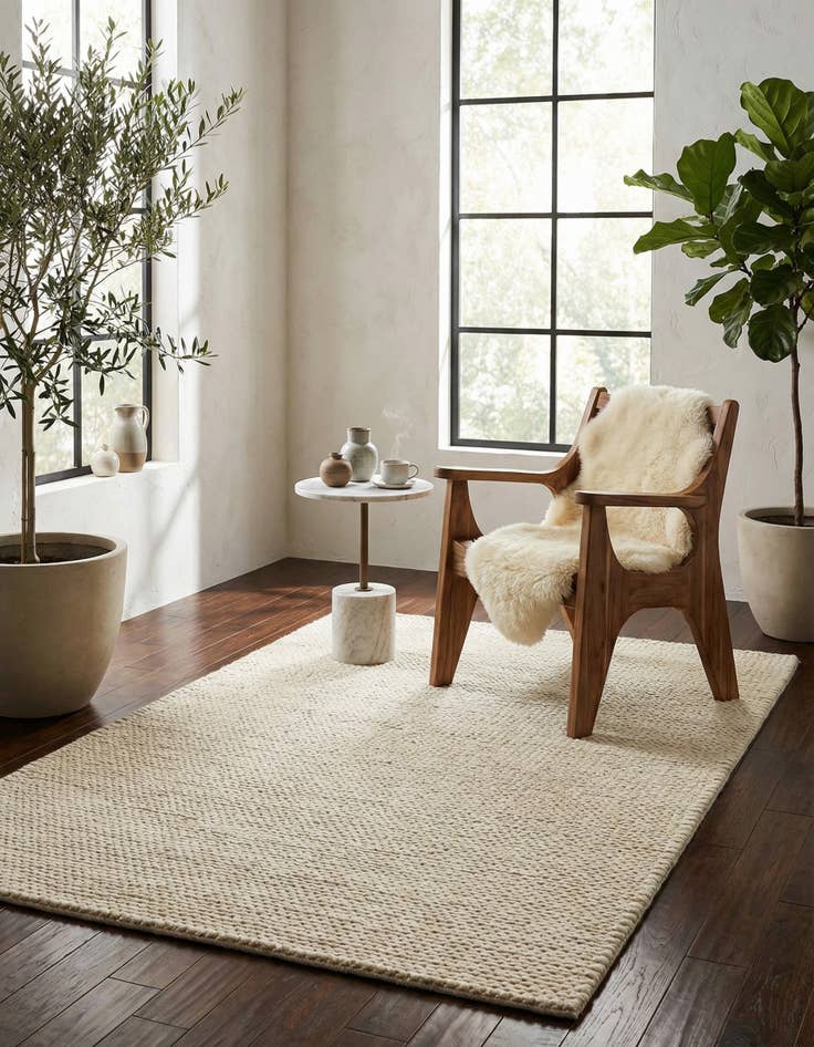 Detail image of 5' 1 x 8'  Hand Woven Lana New Zealand Wool Rug