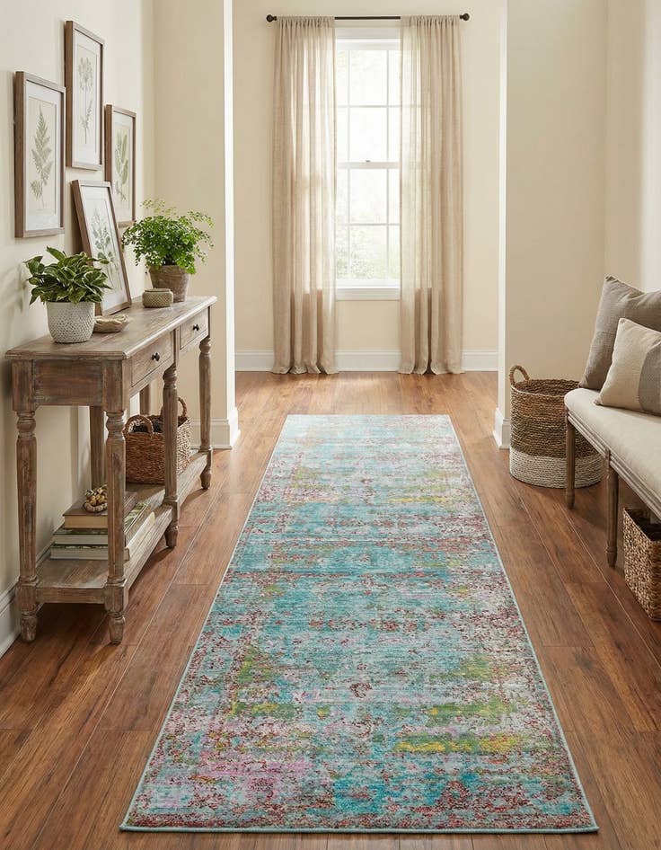 Detail image of 2' 7 x 9' 10 Aqua Runner Rug