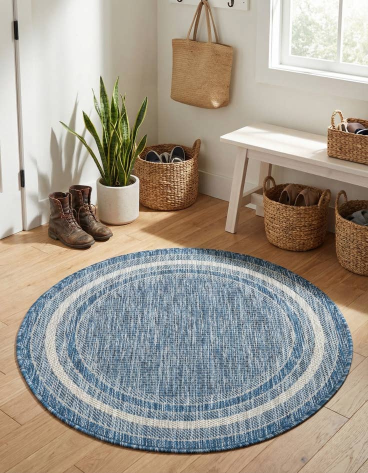 Detail image of 3' x 3'  Washable Border Indoor / Outdoor Round Rug