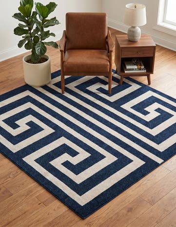Navy Blue Hera Square Rug