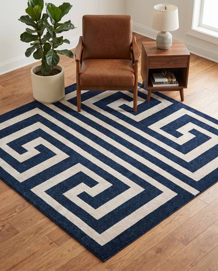 Detail image of 7' 10 x 7' 10 Greek Key Square Rug