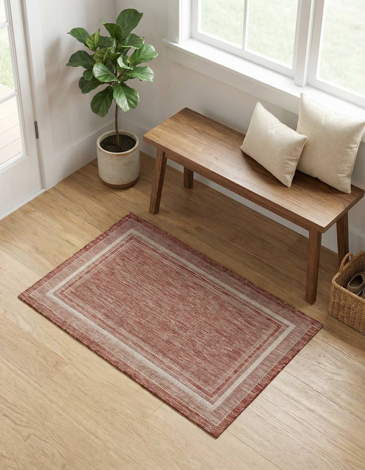 Detail image of 3' 1 x 5' 3  Washable Border Indoor / Outdoor Rug