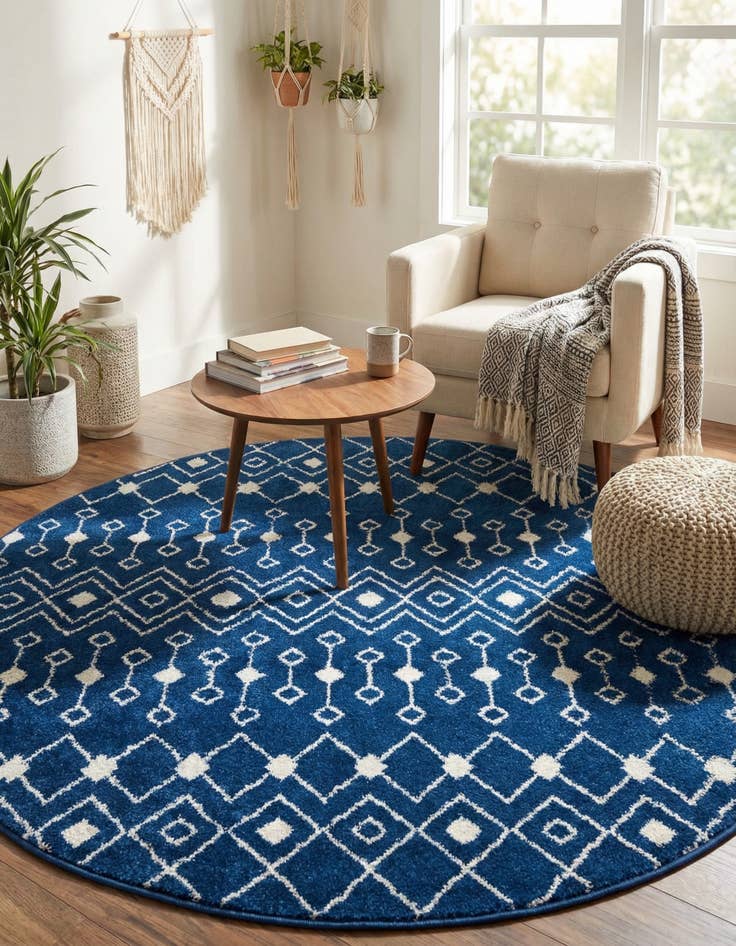 Detail image of 5' 3 x 5' 3 Moroccan Trellis Round Rug