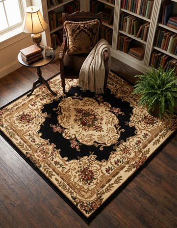 Black Chateau Square Rug