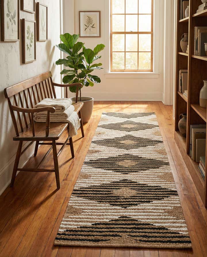 2' 7 x 12' Hand Woven Chindi Jute Runner Rug