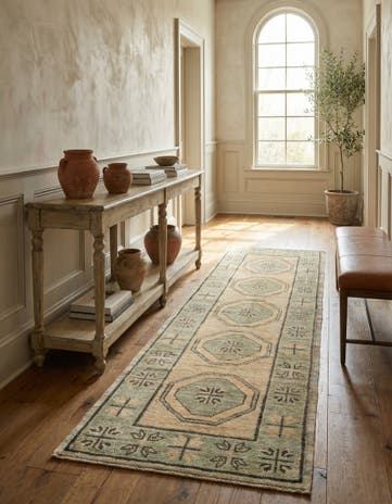 2' 9 x 8' 6 Hand Knotted Oushak Wool Runner Rug