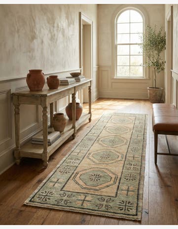 2' 9 x 8' 6 Hand Knotted Oushak Wool Runner Rug