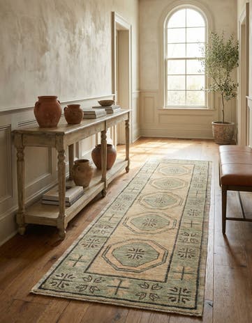 2' 9 x 8' 6 Hand Knotted Oushak Wool Runner Rug