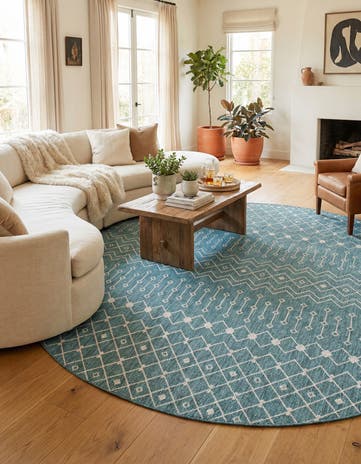 13' x 13' Easy-Clean Trellis Indoor / Outdoor Round Rug
