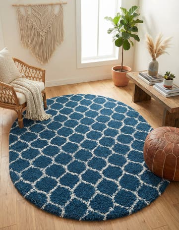 7' 10 x 10' Lattice Shag Oval Rug