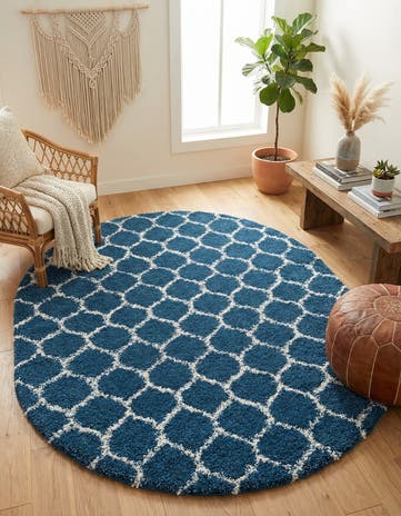 7' 10 x 10' Lattice Shag Oval Rug