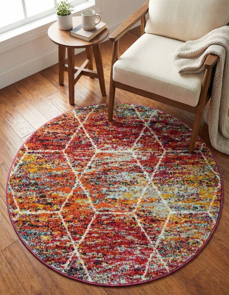Detail image of 3' x 3' Lattice Frieze Round Rug