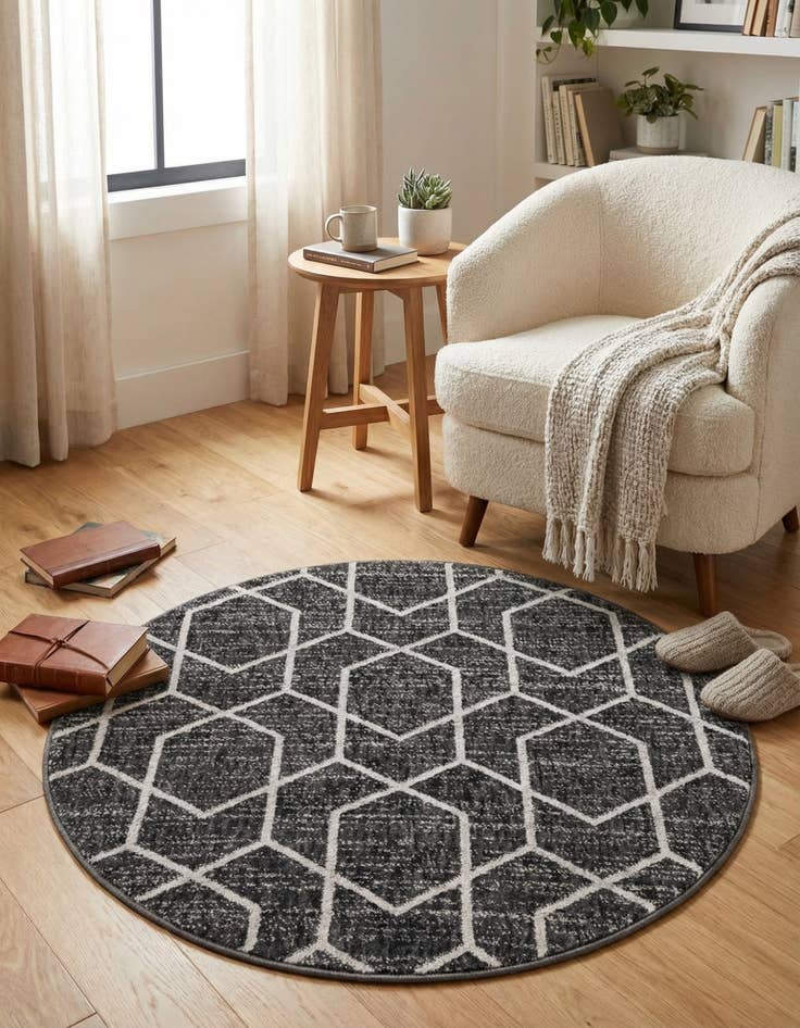 Detail image of 3' 3 x 3' 3 Eco Trellis Round Rug