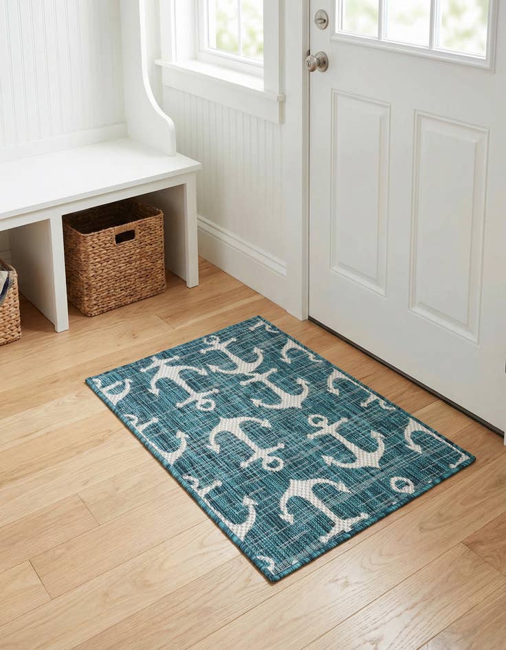 Detail image of 2' x 3'  Washable Coastal Indoor / Outdoor Rug
