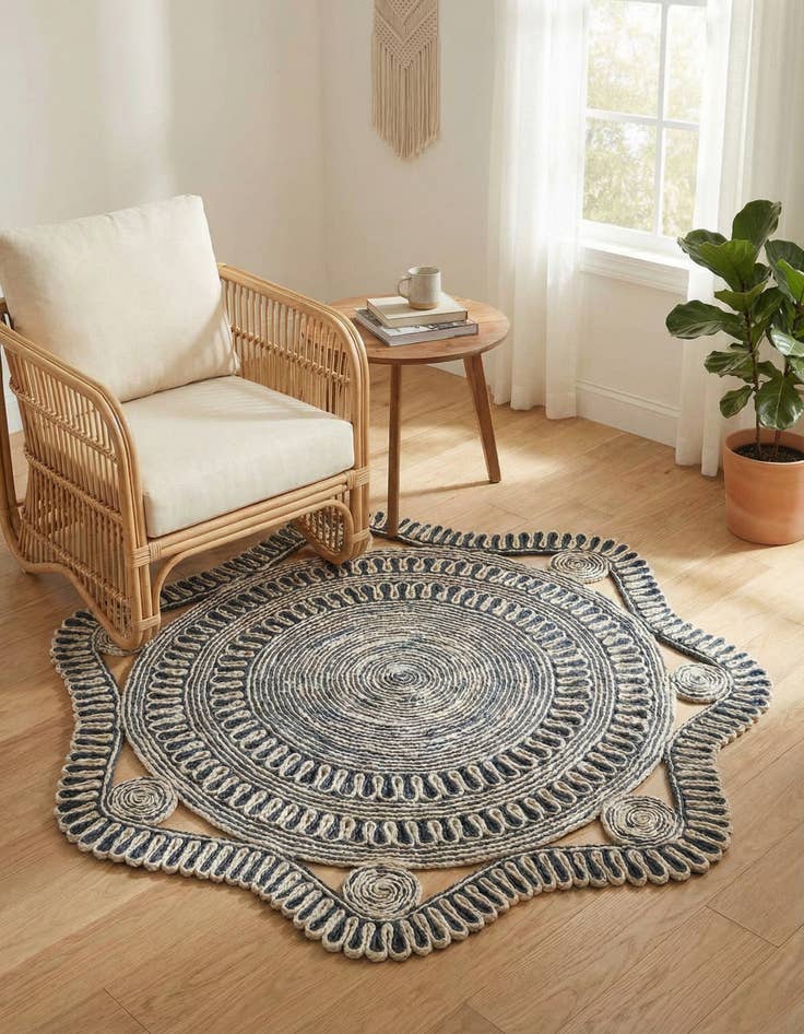 Detail image of 4' 1 x 4' 1 Handmade Braided Jute Round Rug