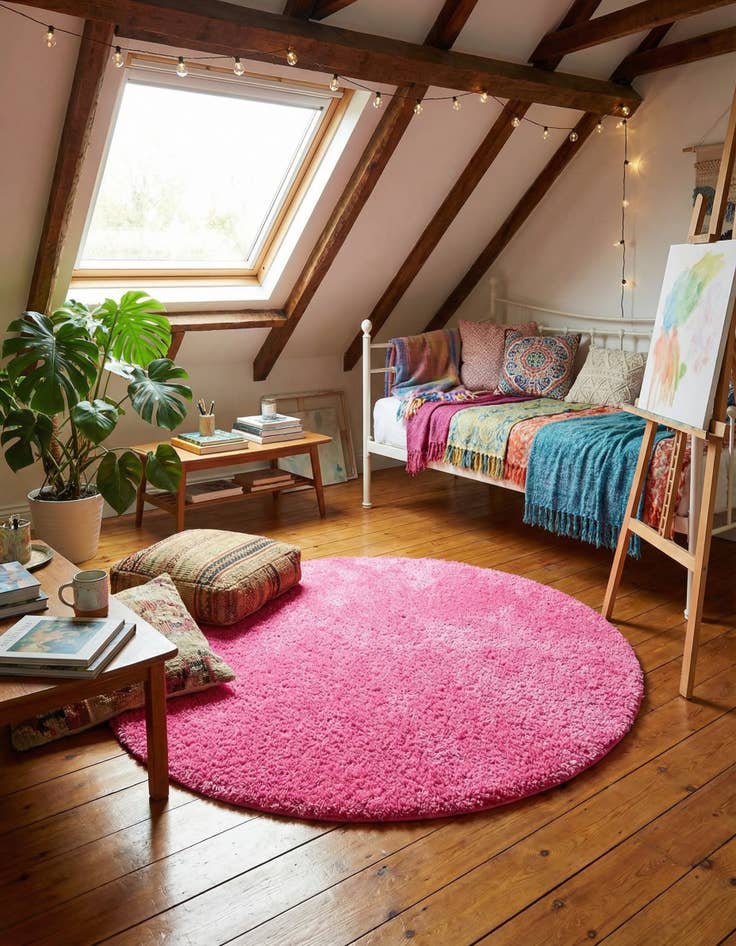 Detail image of 6' x 6' Solid Shag Round Rug