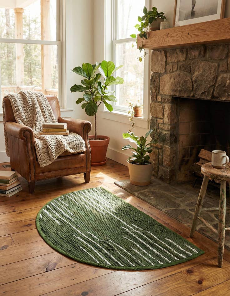 Detail image of  2' 2 x 3' 7  Hand Woven Chindi Cotton Hearth Rug