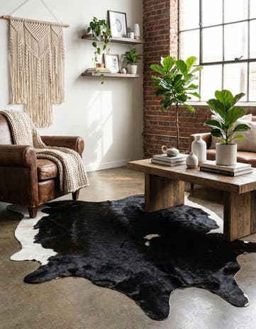 6' 2 x 7' 1 Cowhide Leather Rug