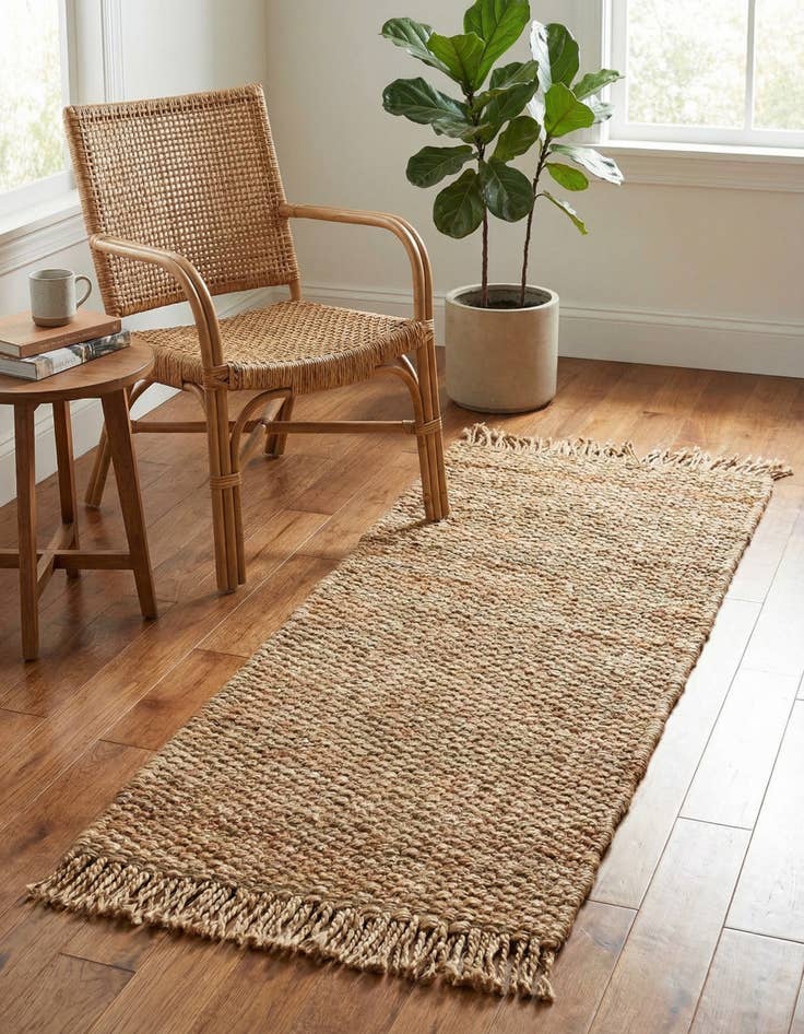 Detail image of 2' x 5' 1  Hand Woven Chunky Jute Runner Rug