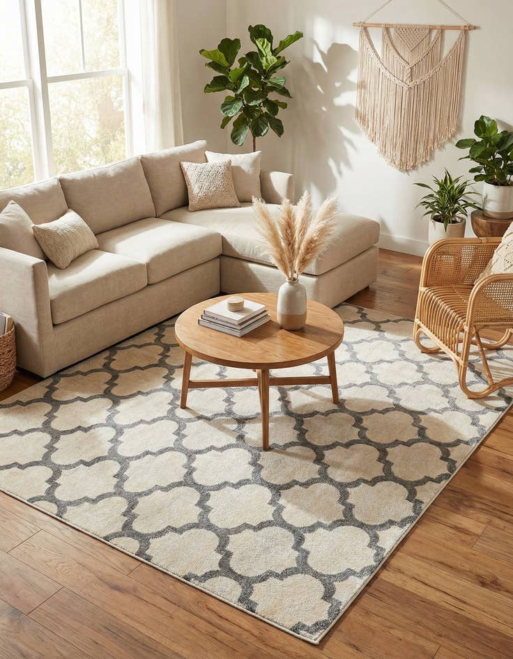 Detail image of 7' 10 x 7' 10 Lattice Square Rug