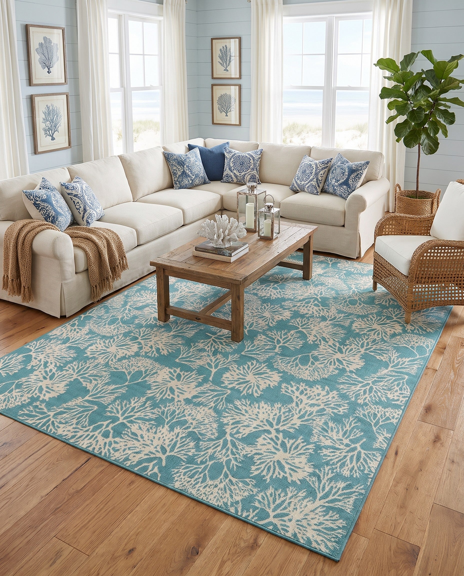 305cm x 400cm Easy-Clean Coastal Indoor / Outdoor Rug